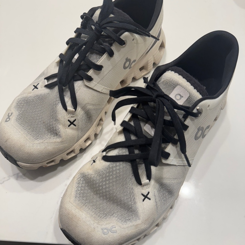 White and black on cloud sneakers